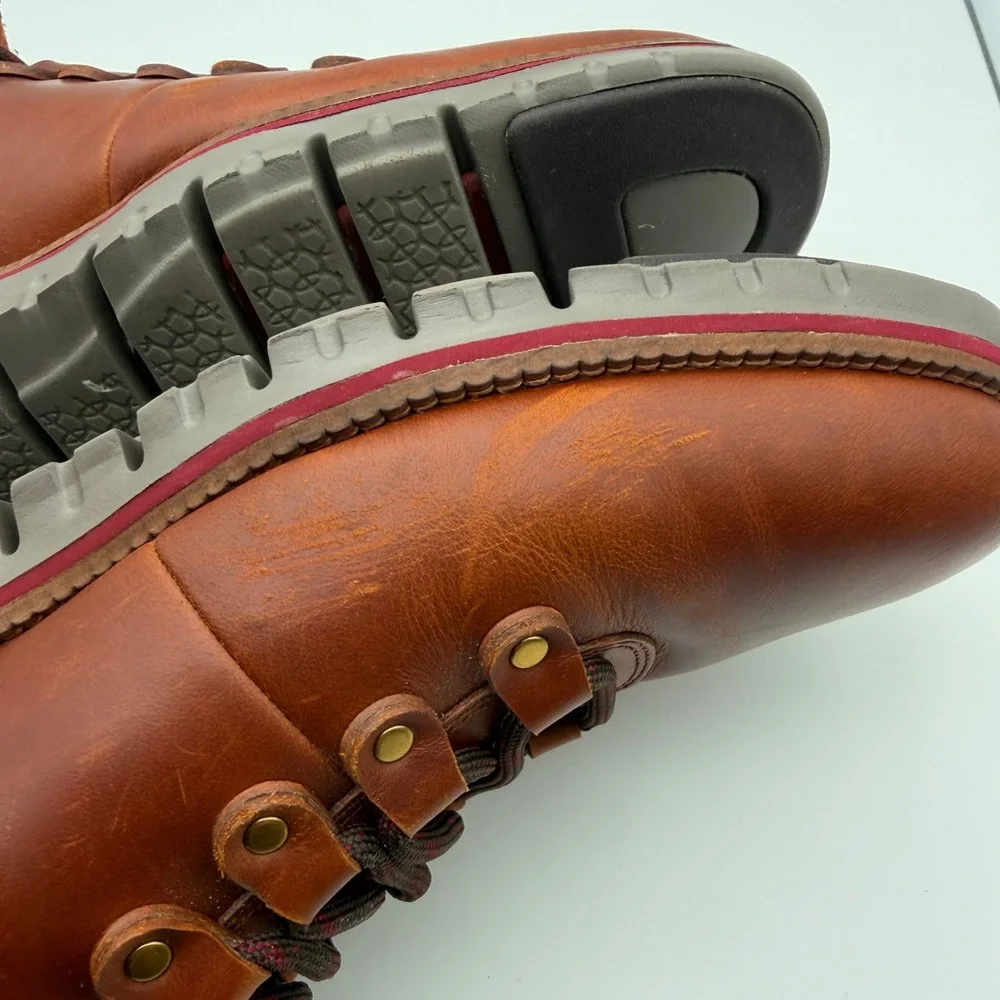 Cole Haan Boots Mens 12M Brown Zerogrand Hiker Leather C33471 Waterproof Style